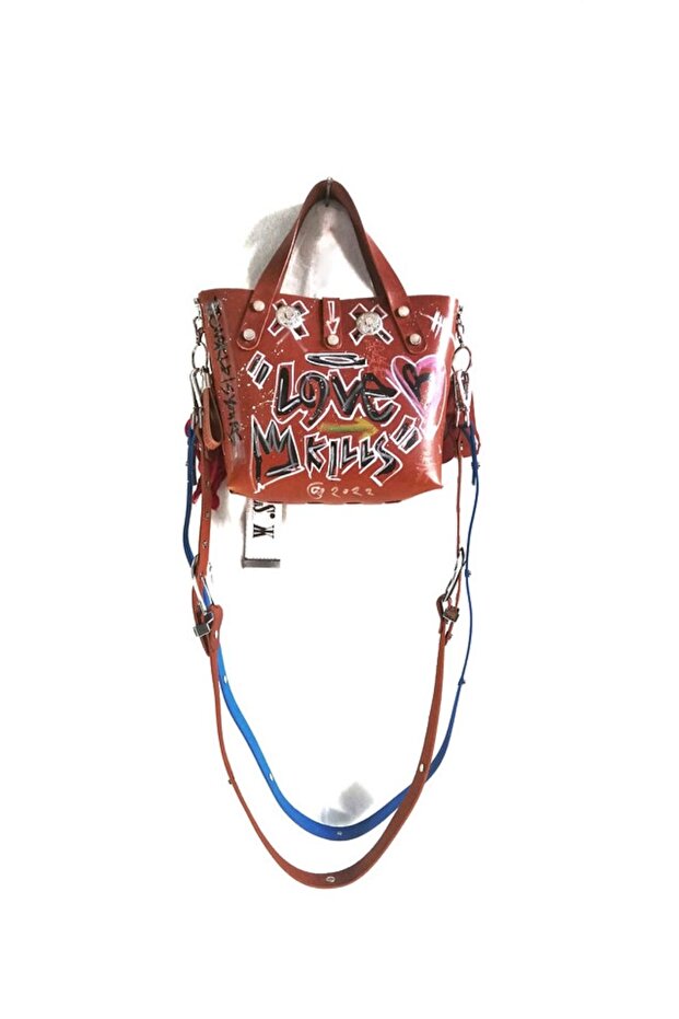 Custom Grafitti Leather Mini Bag - 4