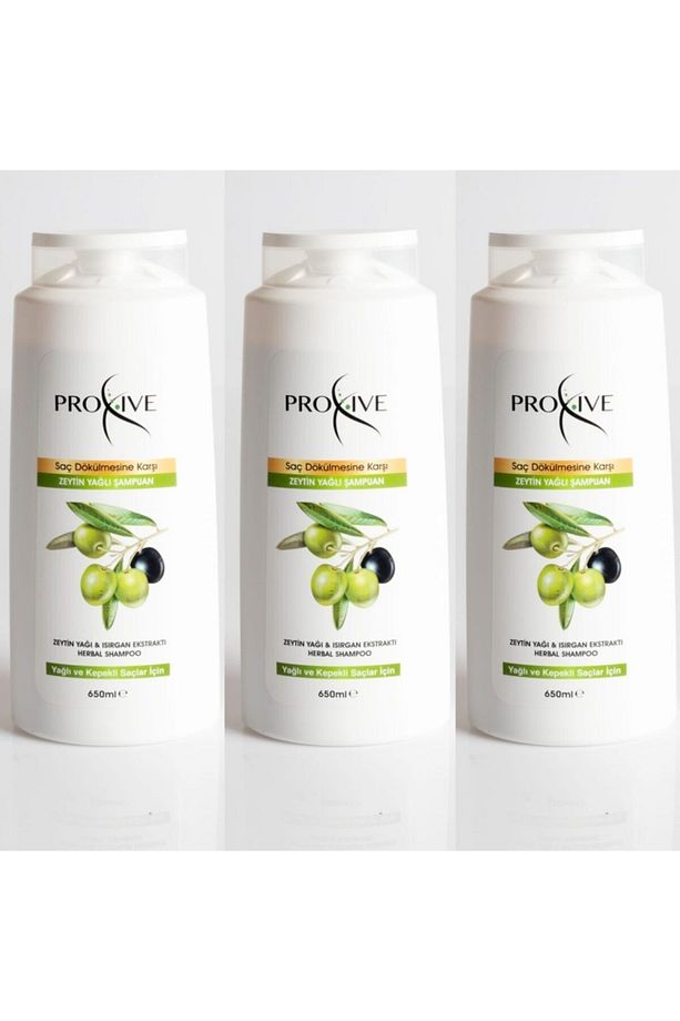 Proxıve Tuzsuz Parabensiz Silikonsuz Boyasız Kepek Önleyici Zeytinyağ Şampuanı 650 Ml X 3 Lü Avantaj - 1