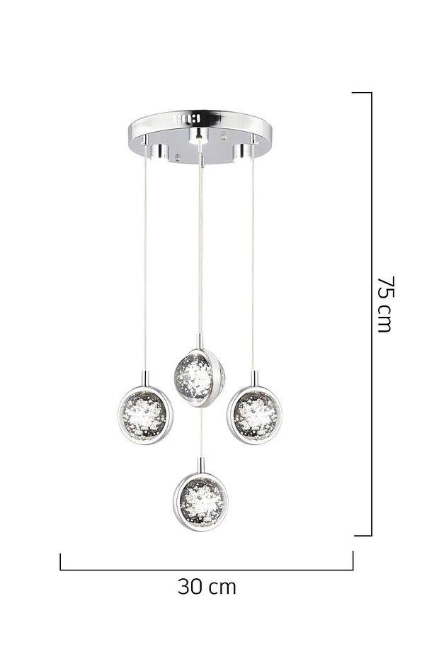 Eldon 4'lü Yuvarlak 3 Renkli 61 Watt Krom Kristal Ledli Modern Oturma Odası Salon Sarkıt Avize - 6