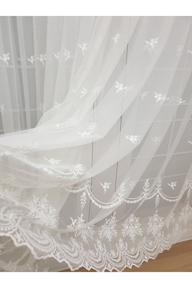 Grek Modeli 2 Kat Pileli Tül Perde - 1