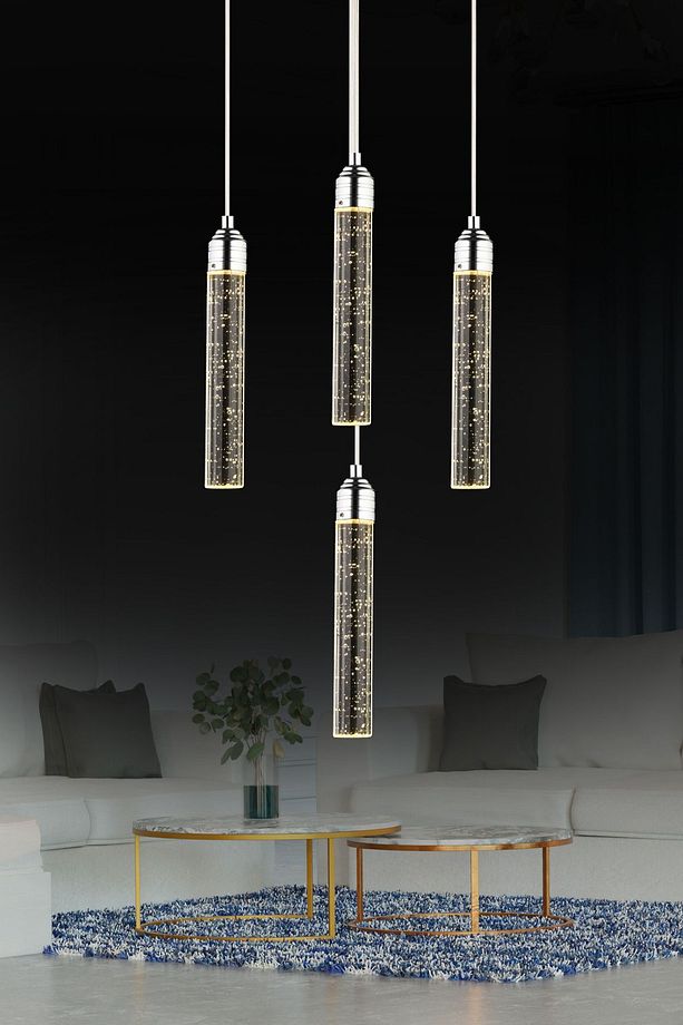 Zaki 4 lü Krom Kaplama 3 Renkli 58 Watt Ledli Modern Tasarım Oturma Odası,Genç Odası,Yatak Odası,Sal - 1