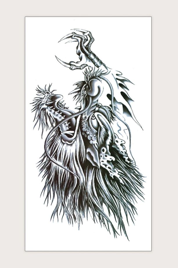 geçici dövmeler erkekler yetişkinler için kurt ejderha  TATTOO etiket göğüs kol su geçirmez dövmeler - 2