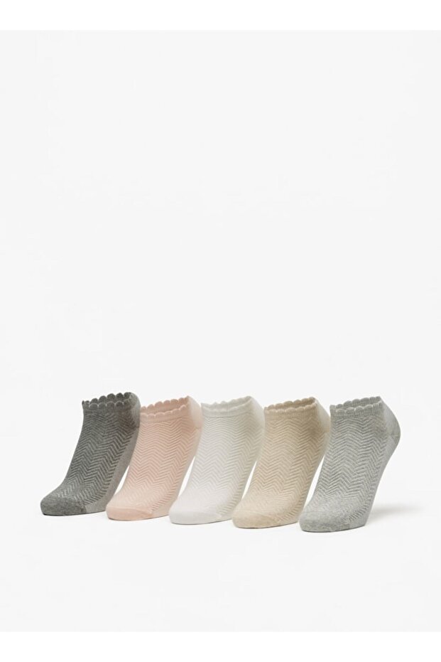Chevron Textured Ankle Length Socks - Set of 5