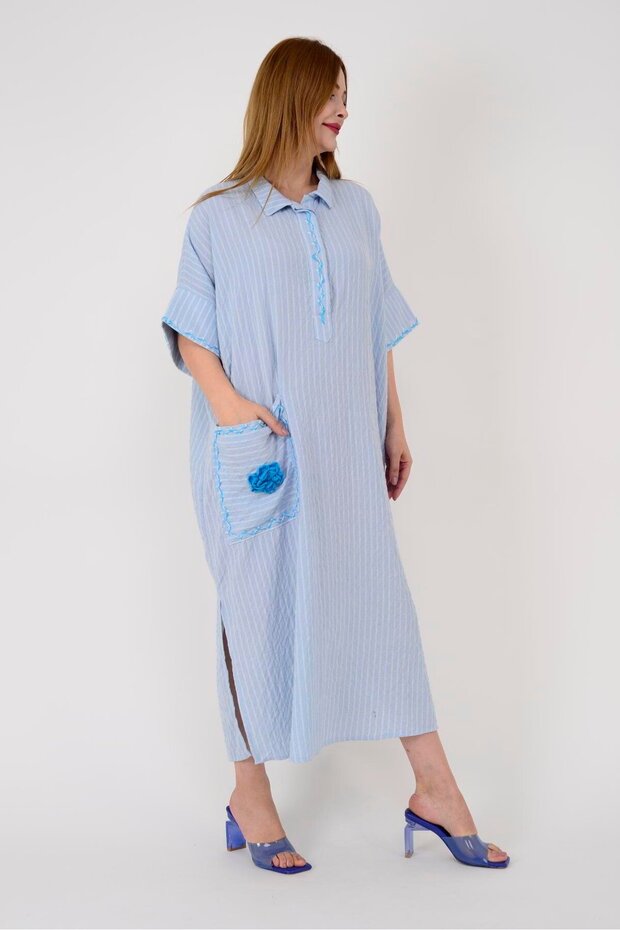 ADN001 BLUNT ÇİFT YIRTMAÇ OVERSİZE ELBİSE - 5