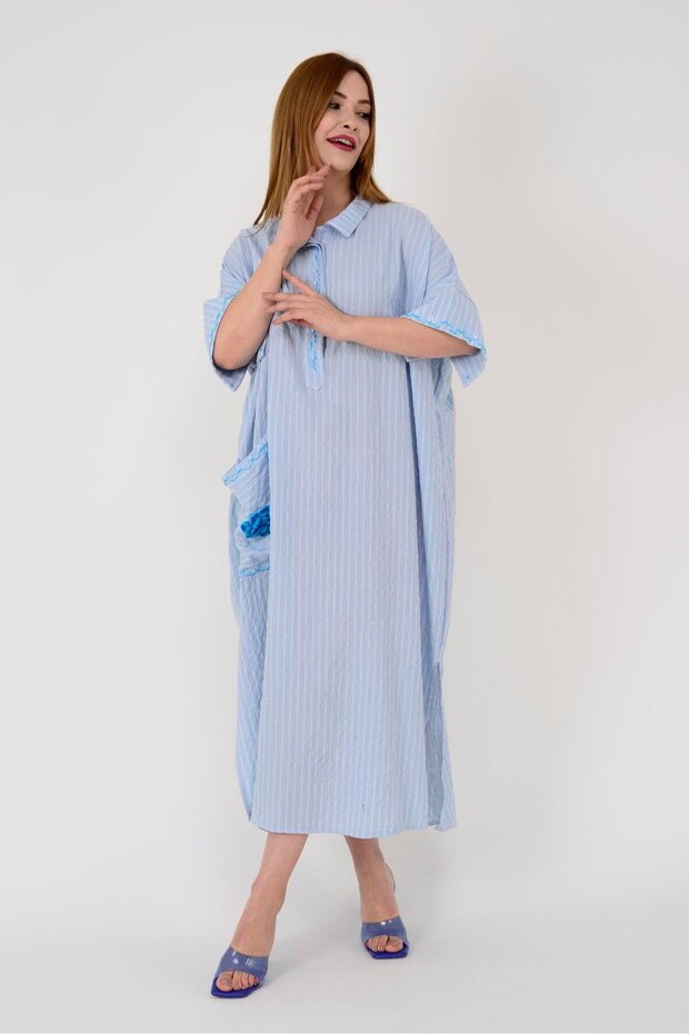 ADN001 BLUNT ÇİFT YIRTMAÇ OVERSİZE ELBİSE - 1