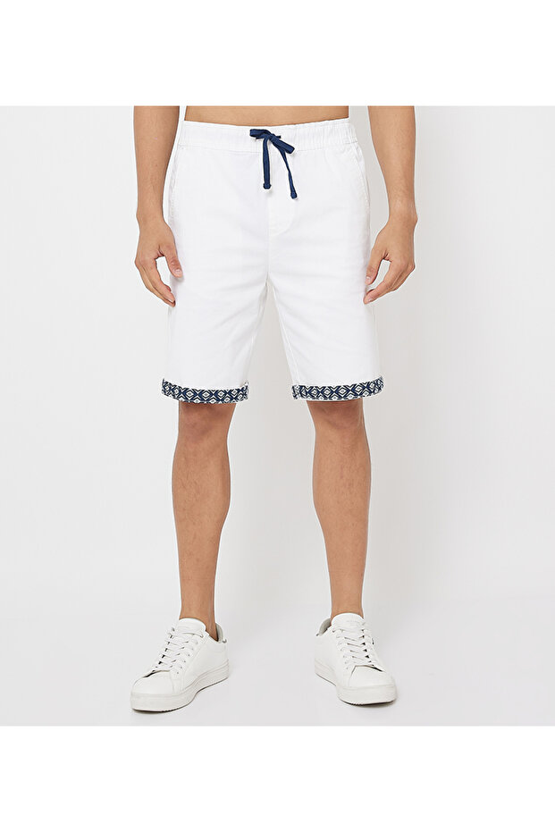 Men's Blue Elastic String Waistband Shorts