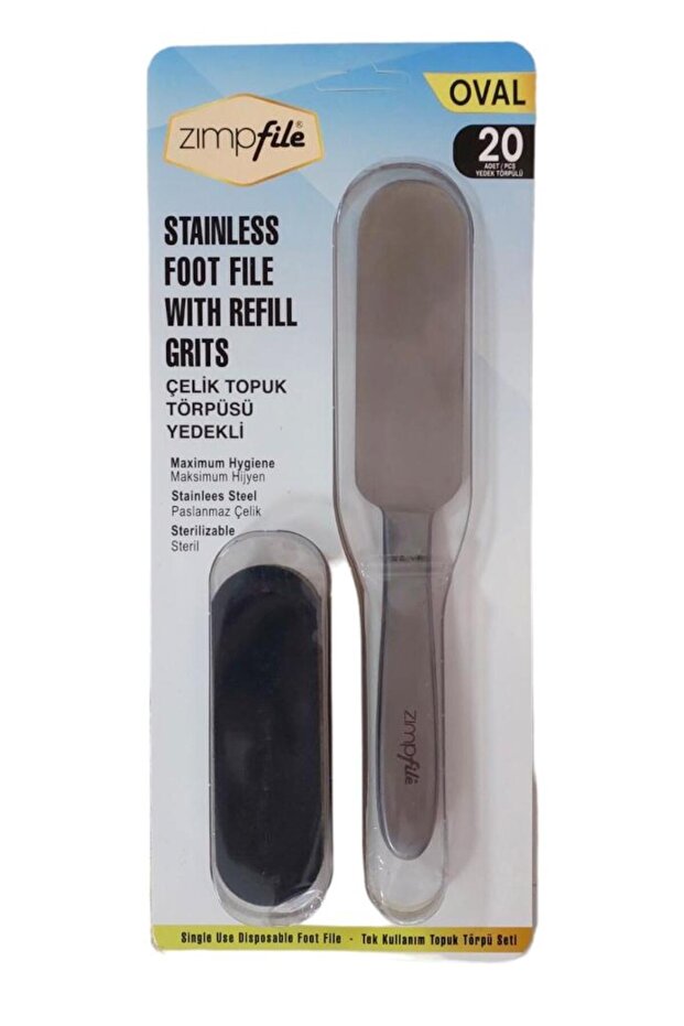 Steel Foot File Oval + 20 Spare Paper Files