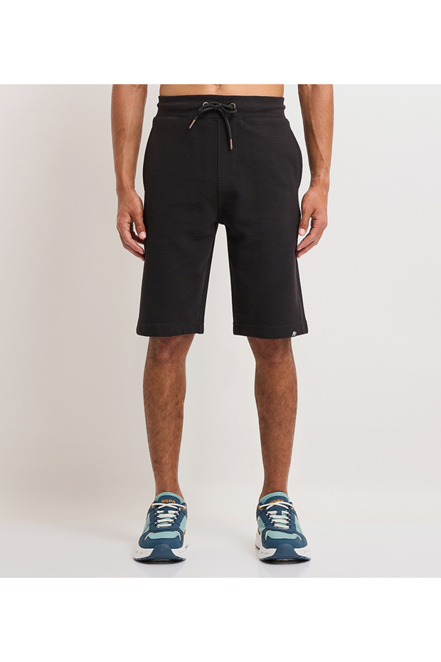 Men's Black Elastic String Waistband Shorts