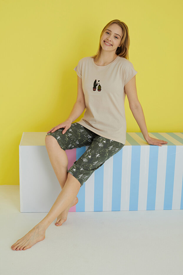 bej Örme Kapri Takım - 1