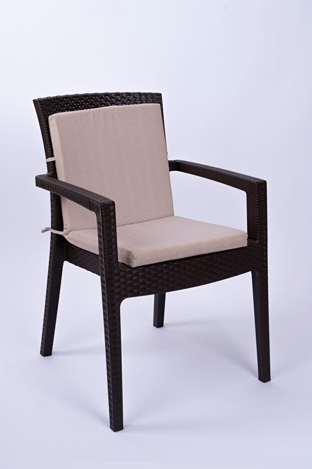 Papatya Beige Sponge Backrest Chair Cushion with Special Stitched Laces 40X83 cm