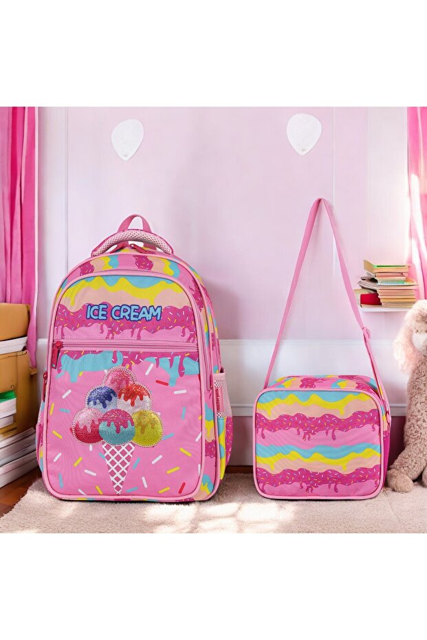 Waterproof 3-Compartment Primary School Girl Backpack with Water Bottle Holder