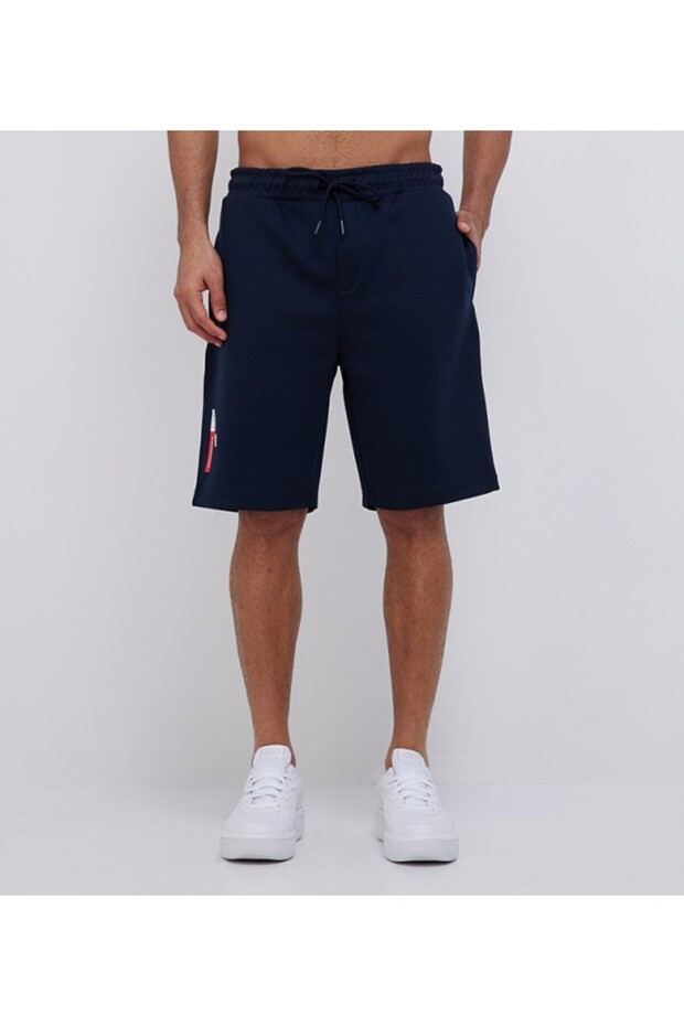 Men's Blue Elastic String Waistband Shorts