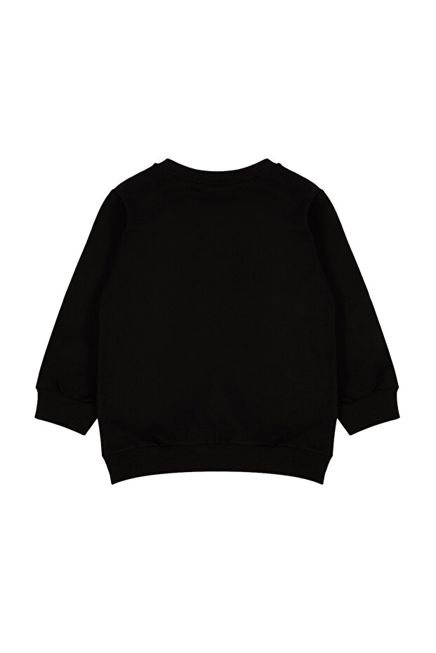 Siyah*001 Kız Çocuk Mevsimlik-İnce Kalp Desenli Örme Sweatshirt TKDAW25SW00001 - 5
