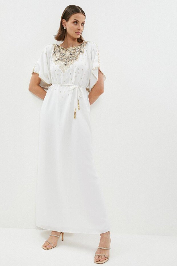 Belted Embellished Maxi Caftan - BCC00264