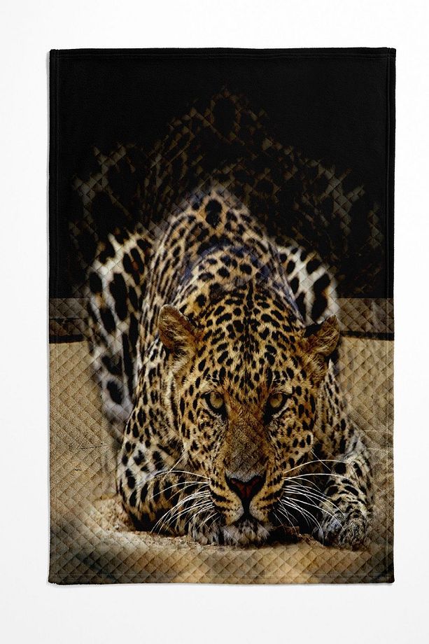 Leopar  Desenli Baskılı Dekoratif Yatak Örtüsü Tek Kişilik Yastıklı Pike Takımı - 2