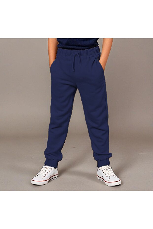 Unisex Kids' Comfortable Black School Sweatpants with Elastic Waistband