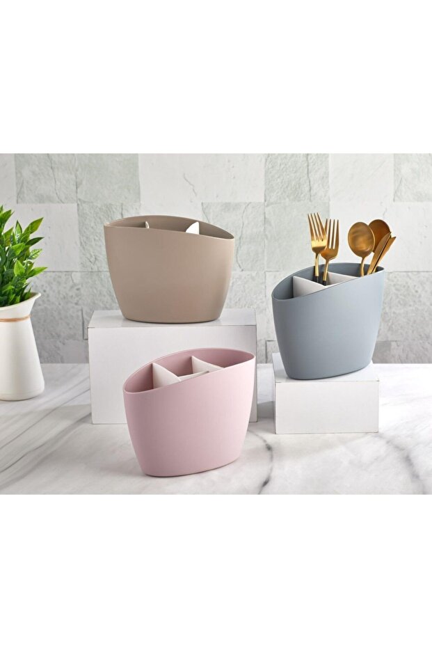 Luya Oval Lv-292 - Fork Spoon Storage and Drying Container 3 Compartments