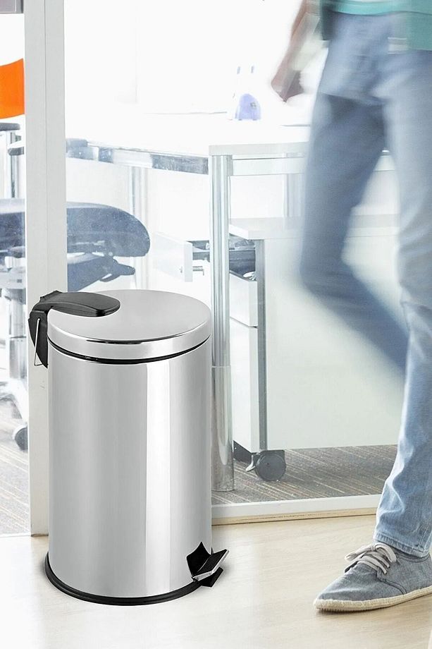 30 Litre Çöp Kovası Paslanmaz Pedallı Çöp Kutusu Ayaklı 30 Lt Ofis Lüks Mutfak Bahçe Kovası - 1
