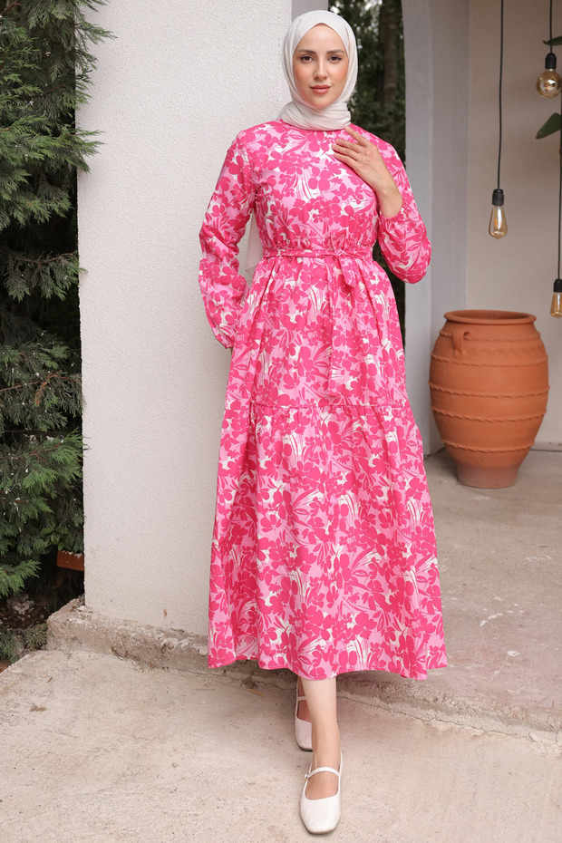 Fuchsia 451 Patterned Dress - 4
