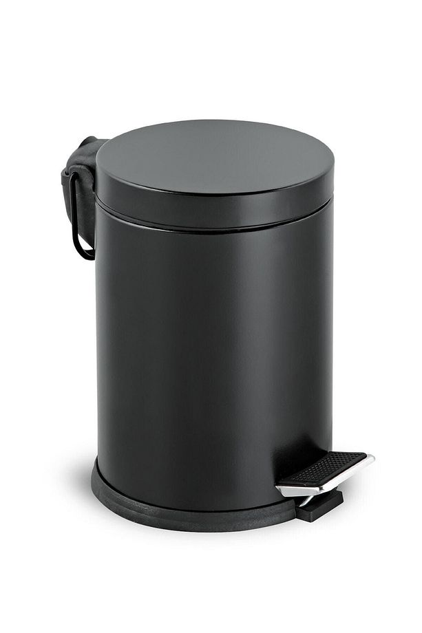 Siyah Paslanmaz Çöp Kovası 5 Lt Banyo Tuvalet Balkon Mutfak Pedallı 5 Litre Çöp Kovası - 2