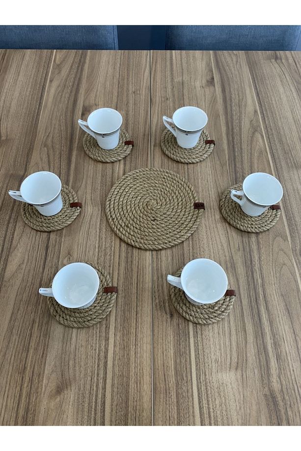Nihale Ve Bardak Altlığı Mum Altı Çeyiz Seti Jüt Halat Hasır Servis Tencere Çaydanlık Altı Yanmaz - 8