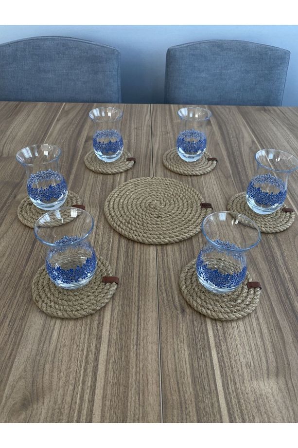Nihale Ve Bardak Altlığı Mum Altı Çeyiz Seti Jüt Halat Hasır Servis Tencere Çaydanlık Altı Yanmaz - 4