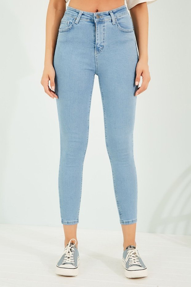 Light Blue Lycra Super Skinny Jean Trousers