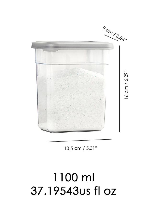 4'lü Etiketli Deterjan Saklama Kabı Seti - Hava Geçirmez Kapaklı Saklama Kutusu - 4 x 1100 ml - 6