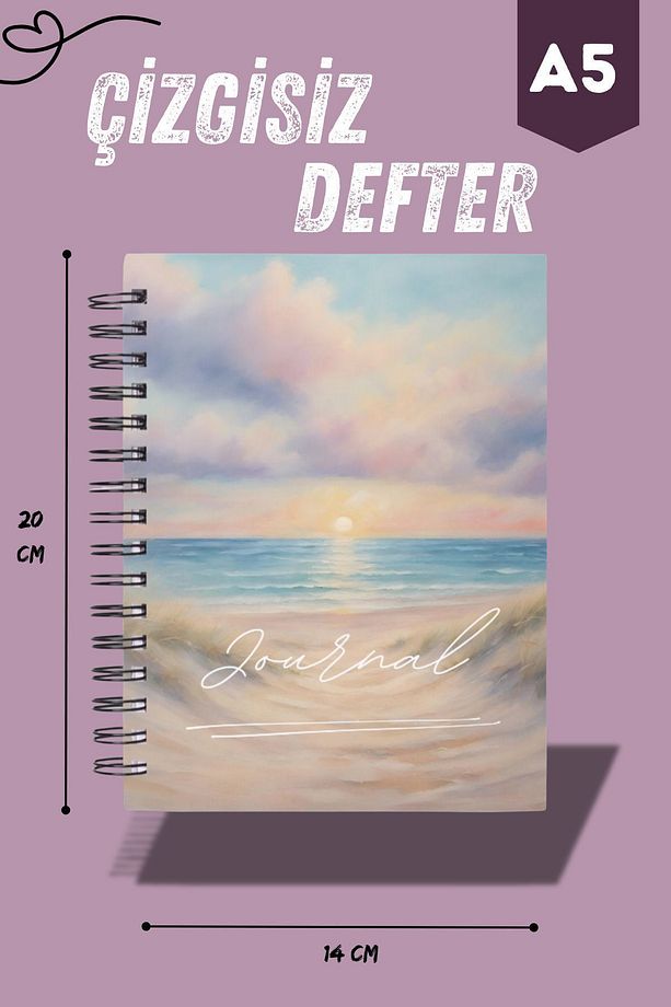 Spiralli Defter -| 2 Adet | Çizgisiz | A5 | Çelik Spiral | 90 Sayfa | Sert Karton Kapak - 5