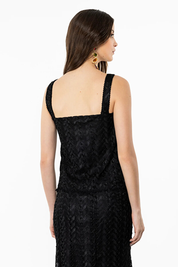 Kare Yaka Dantel Bluz - 4