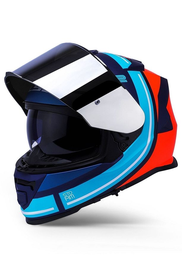 Storm 2 Slant Mat Mavi Turuncu Kask - 3