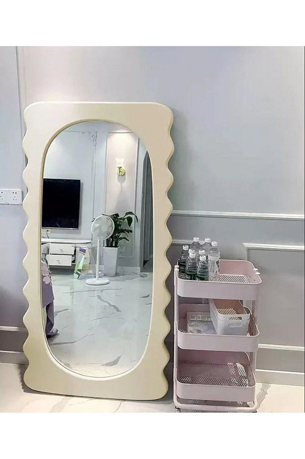 90 cm Dalga Desenli Dekoratif Duvar Boy Aynası - 3