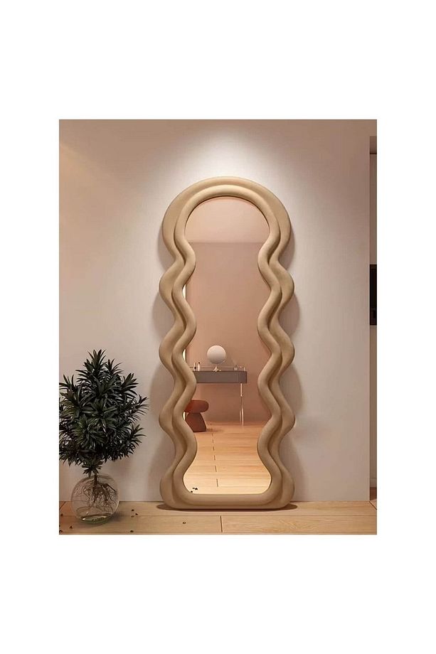 80 cm Dalga Desenli Dekoratif Duvar Boy Aynası - 1