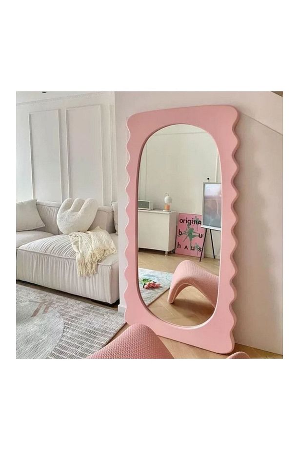 90 cm Dalga Desenli Dekoratif Duvar Boy Aynası - 1