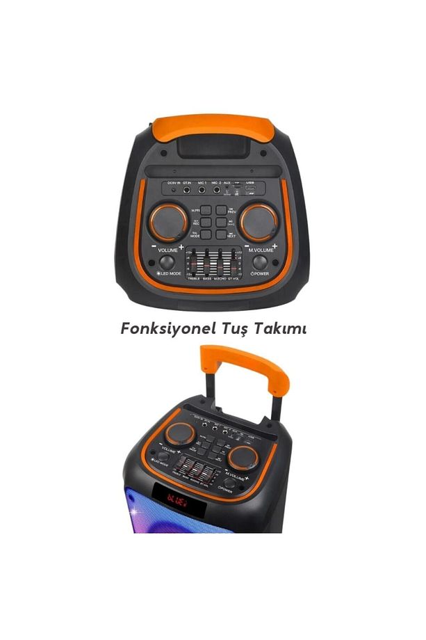 Boomboxtr Ndr-1098 Şarjlı Taşınabilir Bluetooth Amfi Parti Hoparlörü Rgb Efekt Rms 80 w 2*8 inc - 5