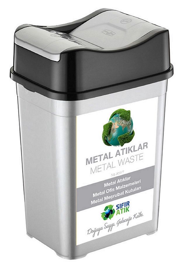 Sıfır Atık Kutusu 35 Lt*5 Adet Geri Dönüşüm Kutusu Çift Kapaklı  kağıt-organik-cam-plastik metal - 5
