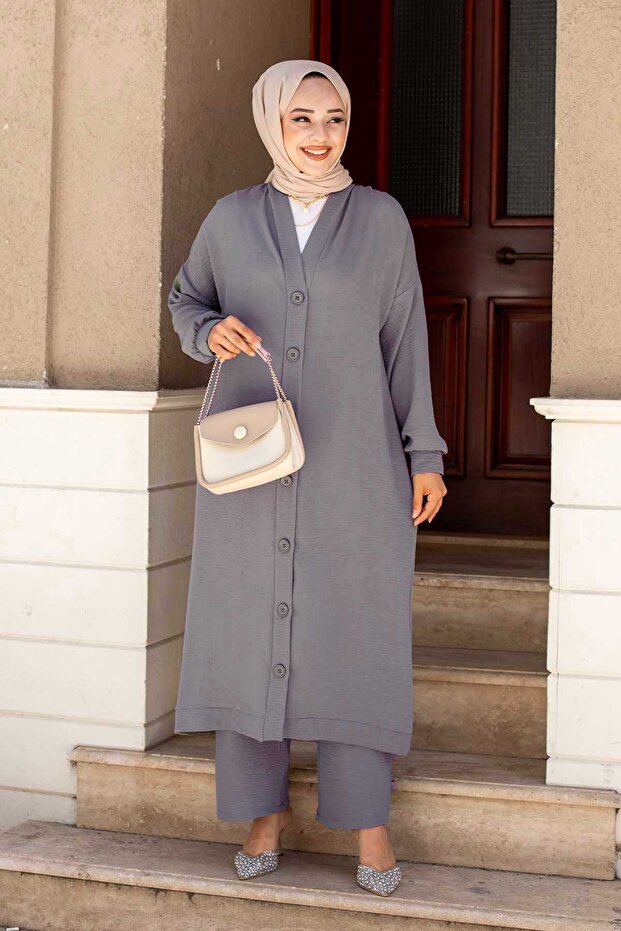 مجموعة مزدوجة بأزرار طويلة - 3