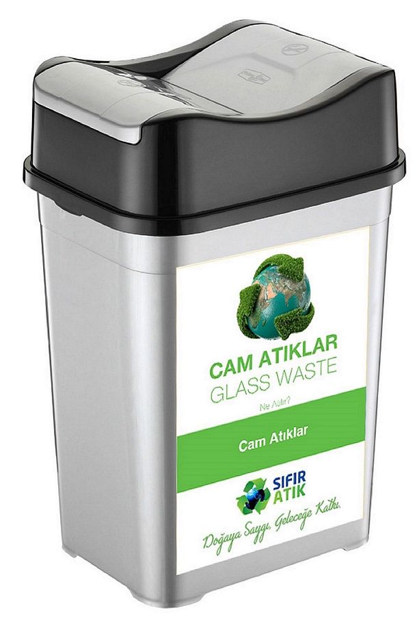 Sıfır Atık Kutusu 35 Lt*5 Adet Geri Dönüşüm Kutusu Çift Kapaklı  kağıt-organik-cam-plastik metal - 3