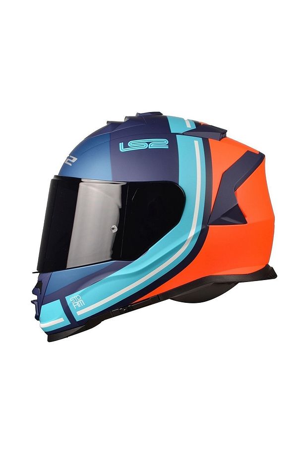 Storm Slant Mat Mavi-turuncu Kask ( Siyah Camlı ) - 1