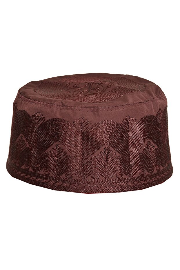 Takke, Embroidered Takke, Foldable Takke, Topbaş Takke, Brown Takke, (T134)
