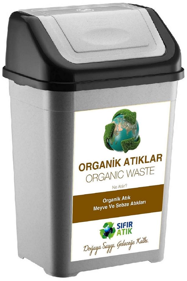 Sıfır Atık Kutusu 35 Lt*5 Adet Geri Dönüşüm Kutusu tek Kapaklı  kağıt-organik-cam-plastik-metal - 2