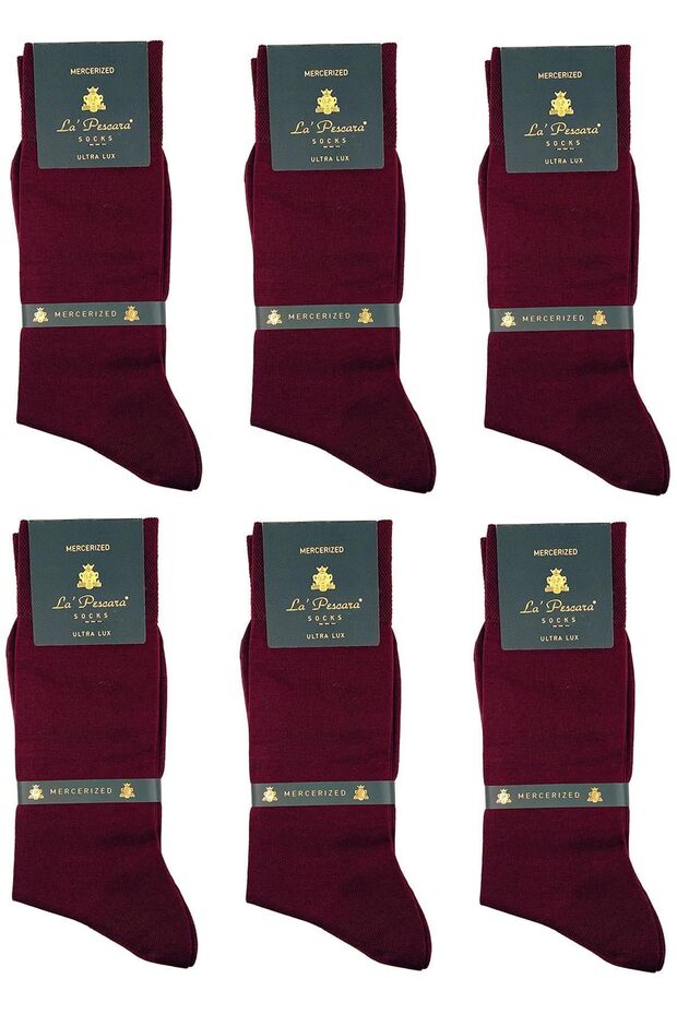 La'pescara Ultra Luxury 6-Piece Claret Red Mercerized Men's Classic Socks Set Crp1
