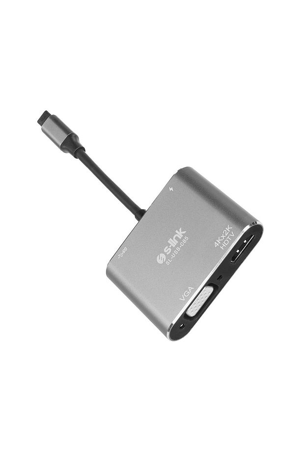S-link SL-USB-C85 4 in 1 Type C to, PD+HDMI+VGA+USB3.0 Çevirici Çoğaltıcı Hub Adaptör - 2