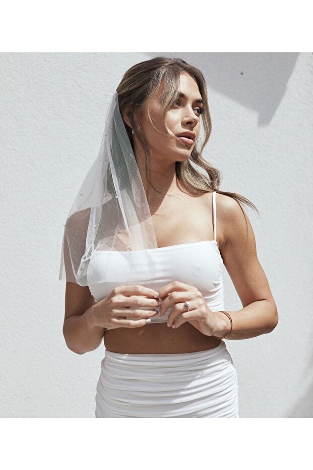 Dilek حجاب لؤلؤي قصير بطيء