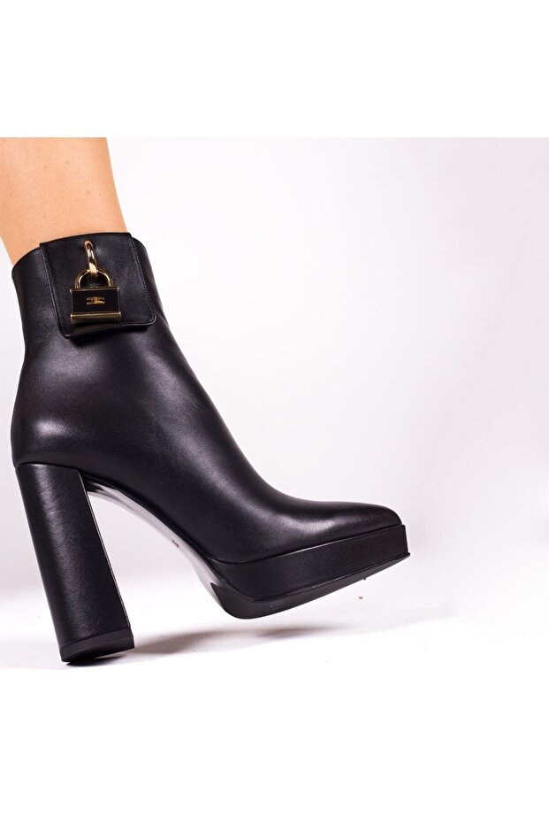Kadın Deri Bot Platformlu Siyah - 2