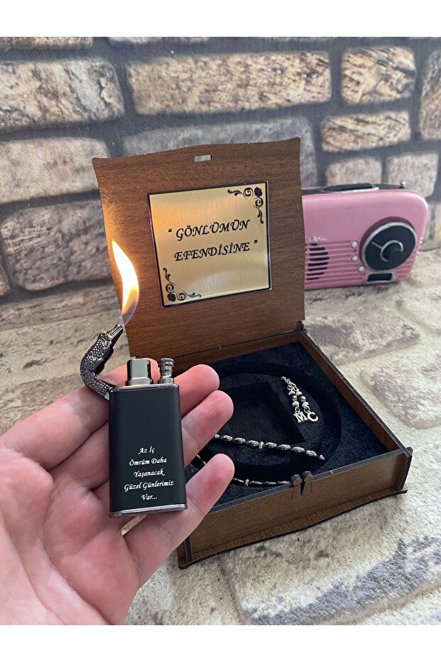 Sevgilinize Eşinize , Babanıza Armağan edebileceğiniz Timsah Çakmak ve Hematit Tesbih - 4