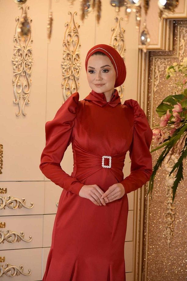 Deva kırmızı abiye elbise - 5