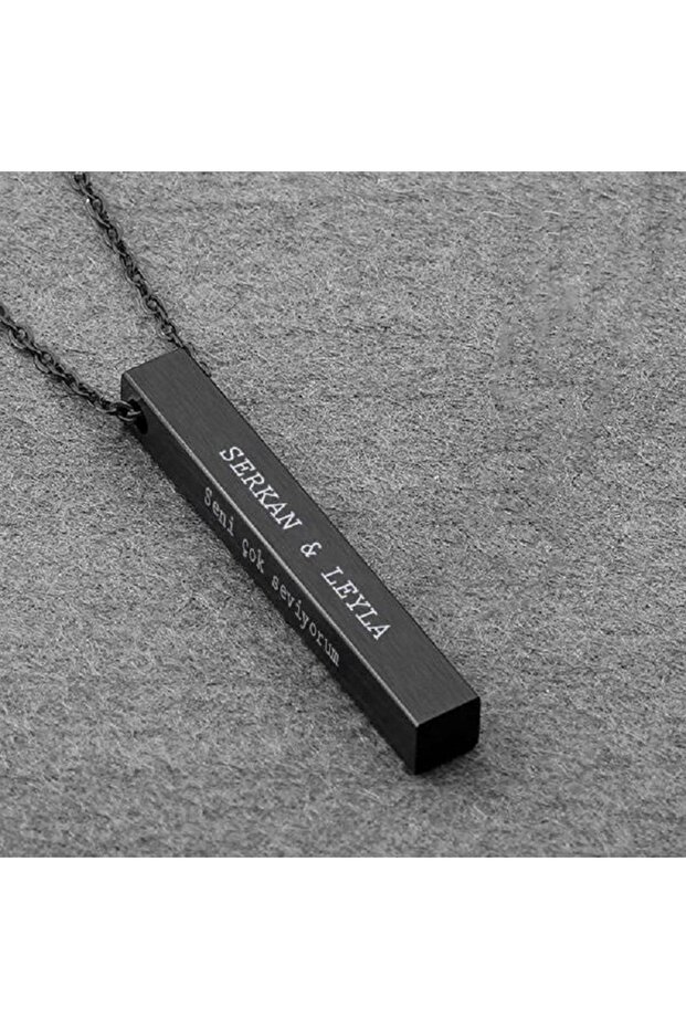 Kişiye Özel Siyah Çubuk Kolye - 1