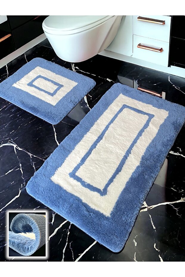 Turka Blue 2-Piece Bath Mat (60x100 50x60 cm)