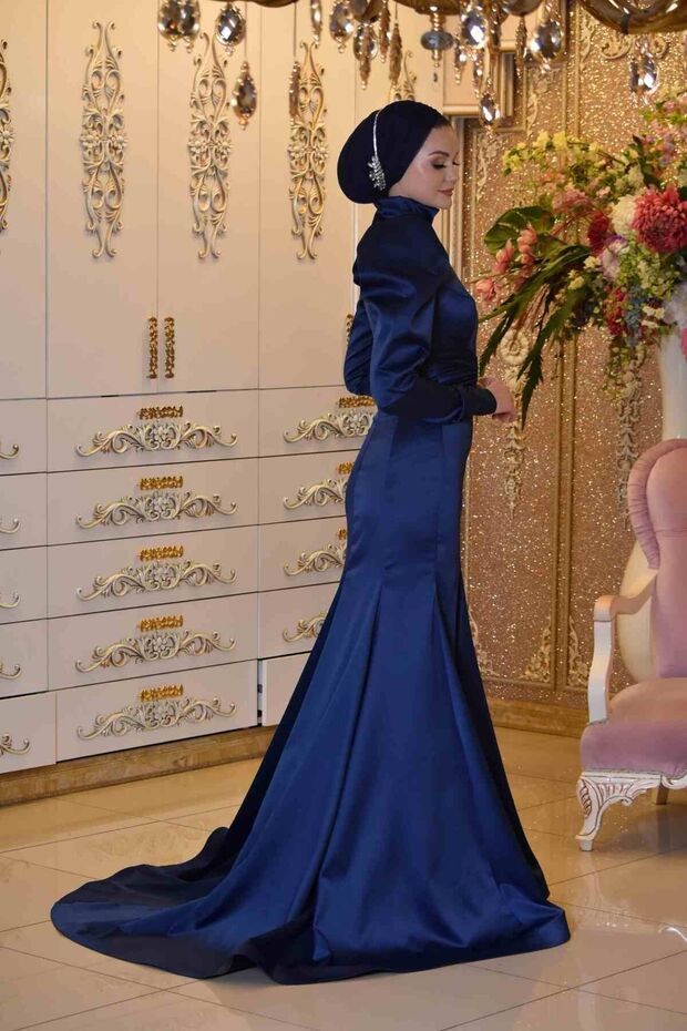 Deva lacivert abiye elbise - 5